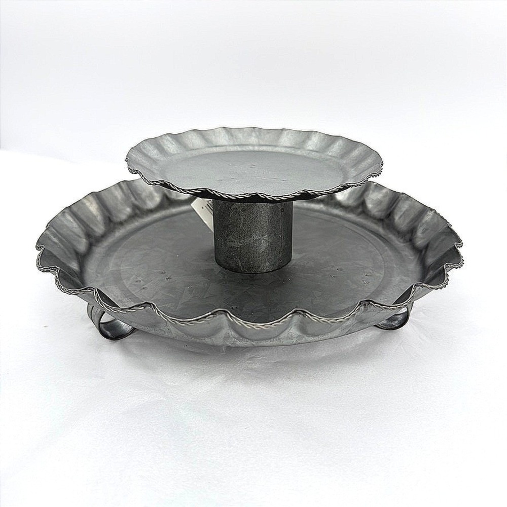 Tender Heart Treasures Tiered Tray Galvanized Metal Plate Candle Holder